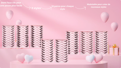 Lot de 10 paires de demi faux cils